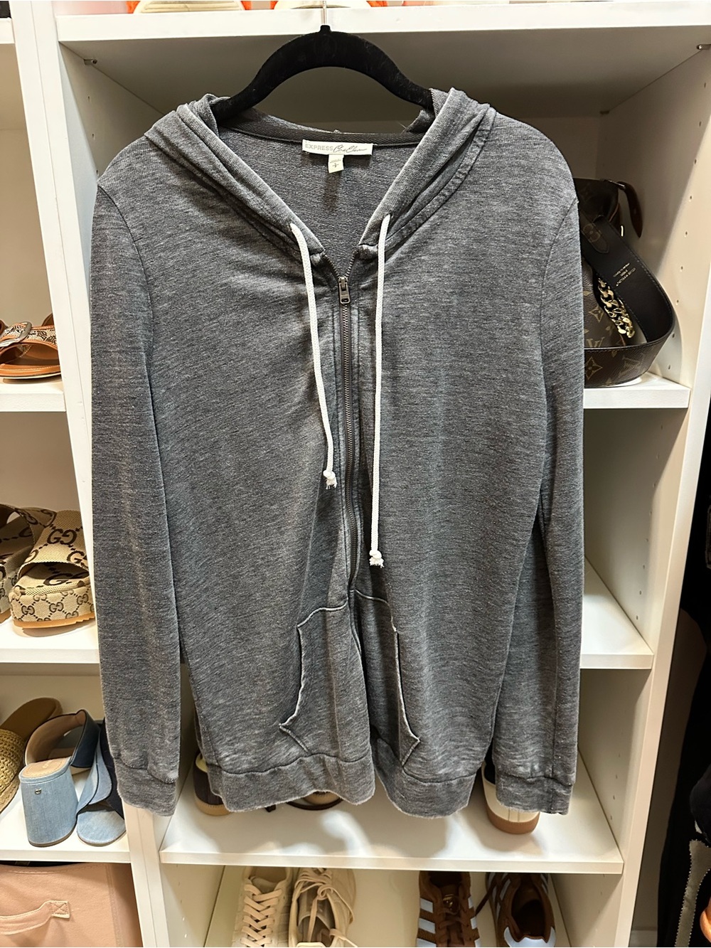 NWOT Express One Eleven Vintage zip-up in gray burnout fabric